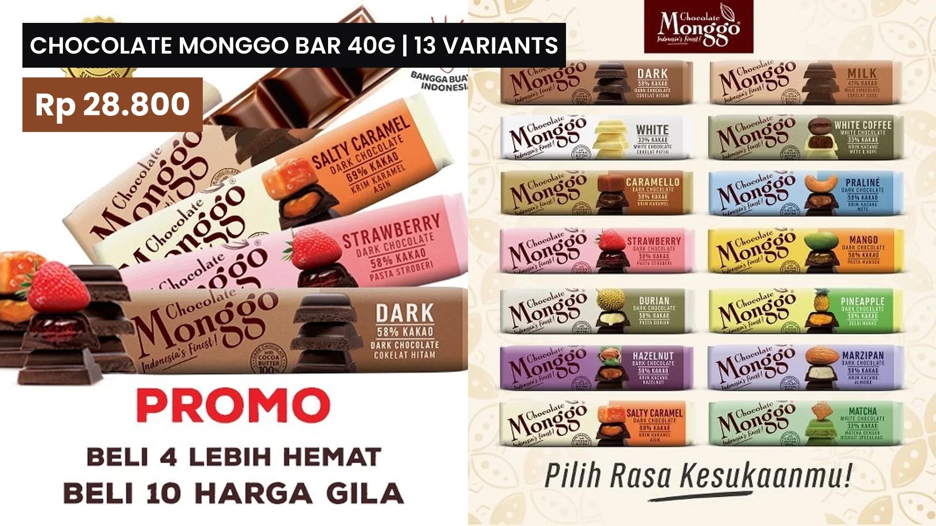 Coklat Monggo Bar 40g | 13 Variants