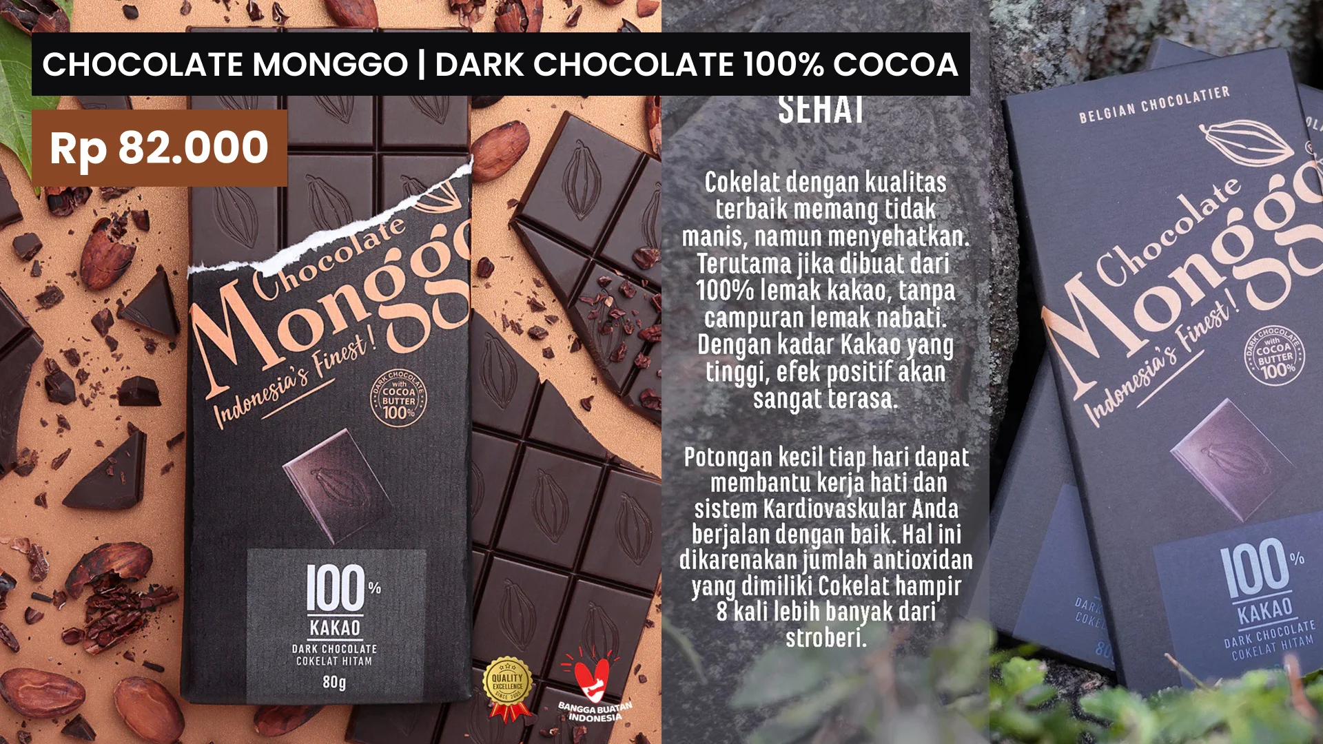 Coklat Monggo | Dark Chocolate 100% Cocoa